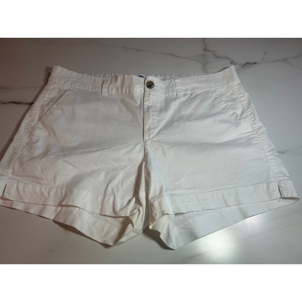 Old Navy Everyday Shorts Womens 14 White Mid Rise Stretch Twill Chino 3.5 Inseam
